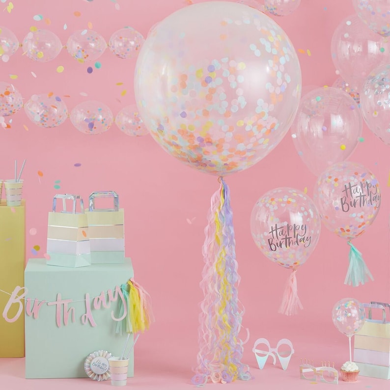 Neutral Baby Shower Birthday Party Balloons Tea Party Wedding Decor Hen Party Balloon Garlands 24 Rainbow Confetti Linking Balloons