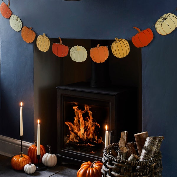 Orange Pumpkin Garland, Halloween Party Bunting, Pumkpin Decorations, Autumn Decorations