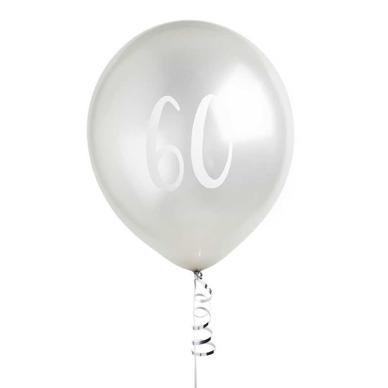 5 Silver 60th Birthday Balloons Sixtieth Birthday Balloons | Etsy