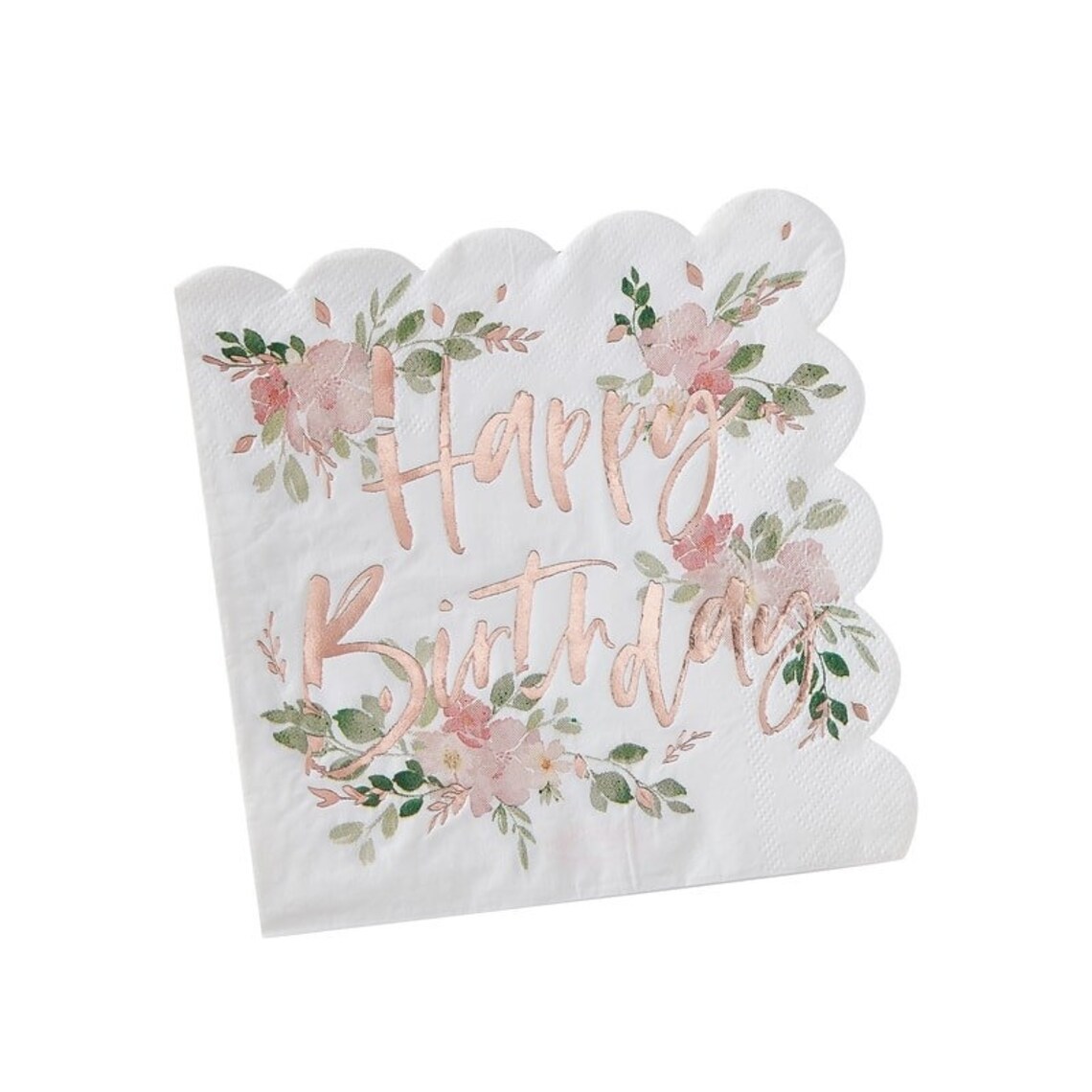 16 Rose Gold Floral Birthday Napkins Birthday Party Napkins Etsy UK