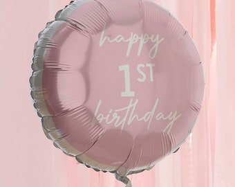 Pink Happy 1st Birthday Balloon, First Birthday Balloons, First Birthday Party Decorations, 1st Birthday Decorations, Kids Party Balloons