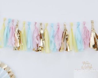 Tassel Garland, Pink Gold Blue and Yellow Hanging Tassel Garland Kit, Birthday Decor, Baby Shower Decor, Party Decorations, 1st Birthday