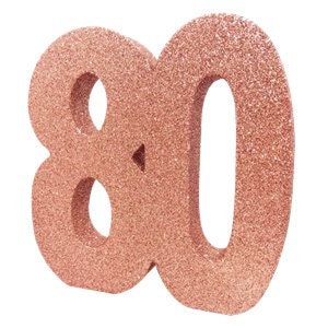 Rose Gold Glitter 80th Birthday Party Table Decoration, Rose Gold 80 Glitter Centrepiece, 80th Birthday Decorations, Party Decorations, 80th