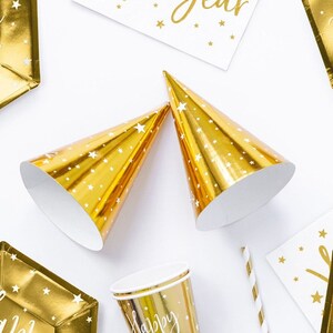 6 chapeaux de fête Gold Star, chapeaux de fête en or, chapeaux de fête de poule, chapeaux d’anniversaire pour enfants, chapeaux de fête, chapeaux de fête d’anniversaire, décorations de fête en or