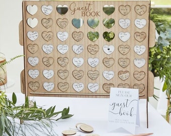 Four in a Row - Guest Book Alternative, Wedding Heart Game Guest Book, Hen Party Bridal Guestbook, Baby Shower Heart Guest Book
