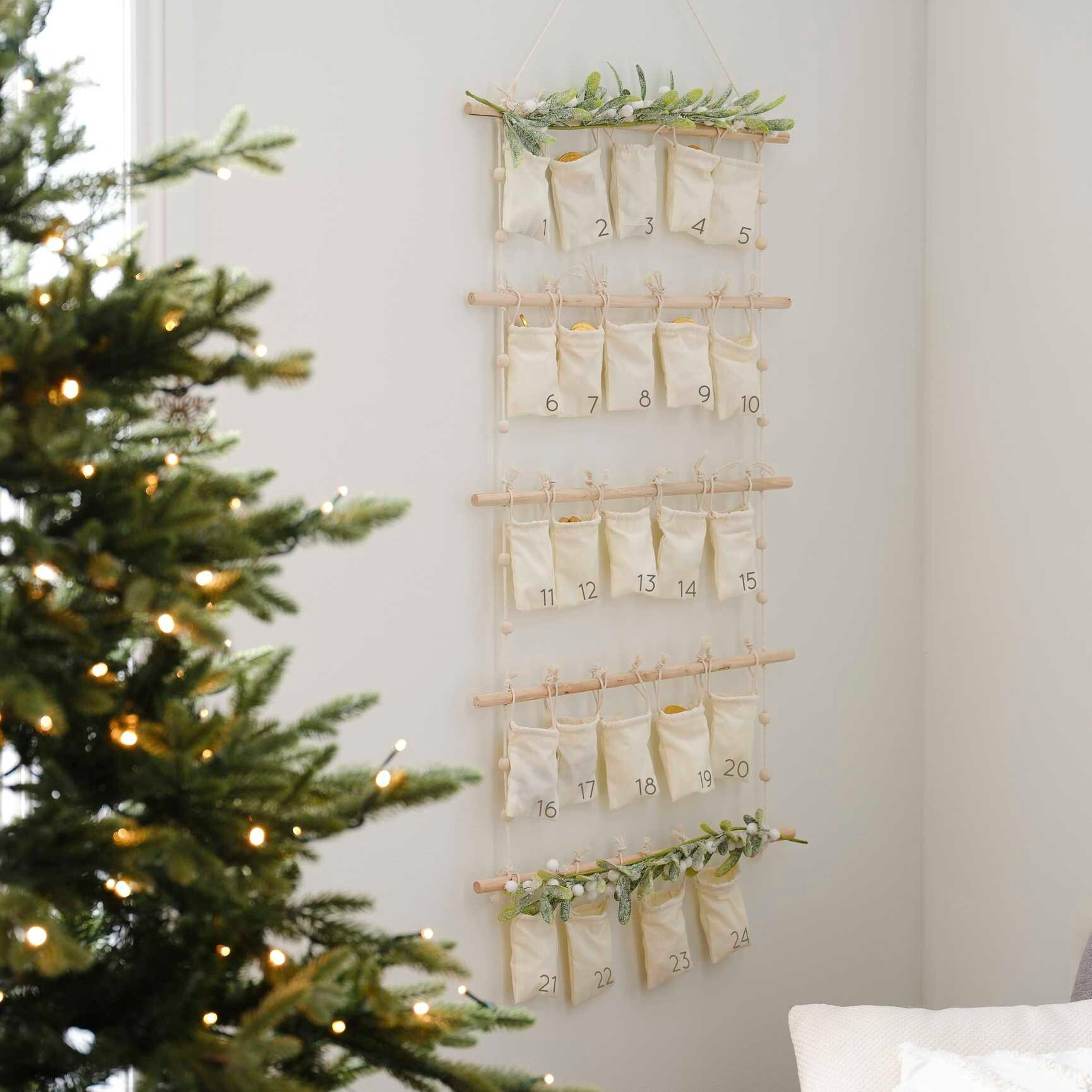 Weihnachtsbaum Stoff Adventskalender Filz Wandmatte mit 24