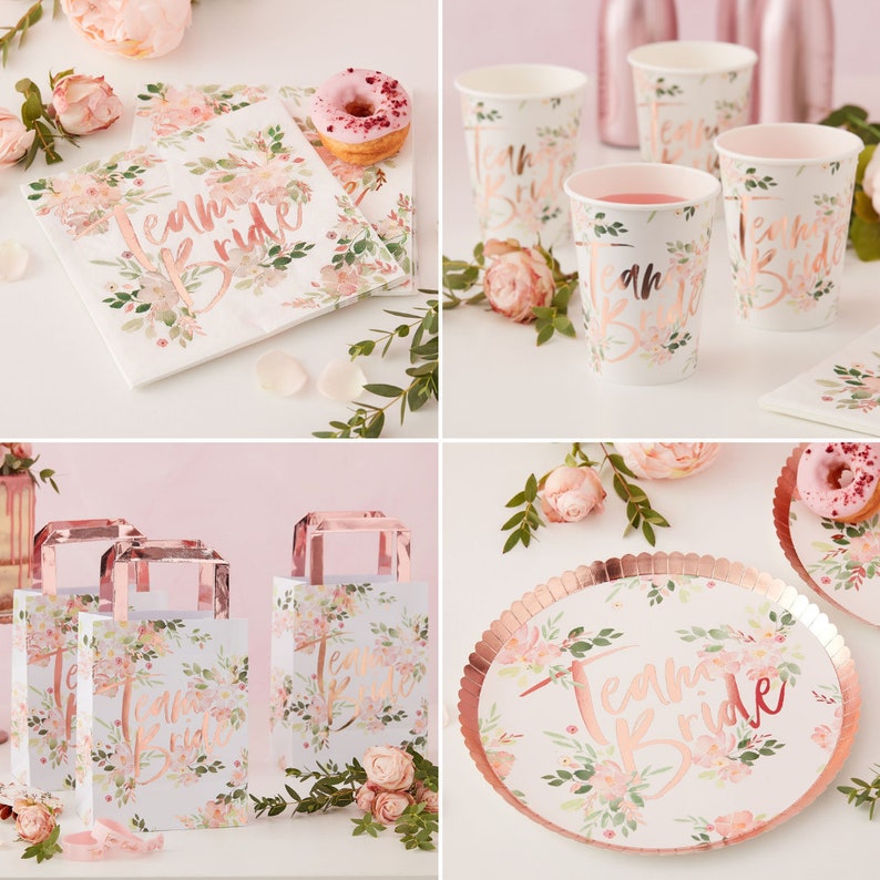 Floral Hen Party Decorations Rose Gold Hen Party Team Bride Etsy UK