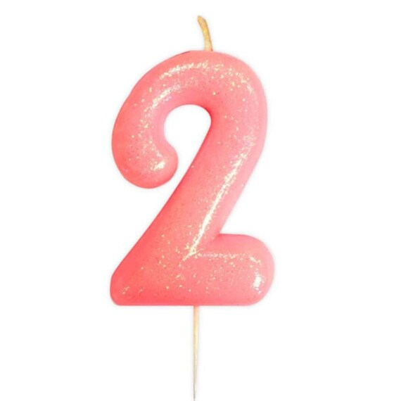 Number 2 Pink Glitter Candle Pink Birthday Candles Birthday Etsy India