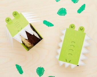 10 Crocodile Cake Boxes, Birthday Cake Boxes, Party Cake Boxes, Party Favour Box, Favor Box, Birthday Cake Decorations, Cake Decor, 10pk