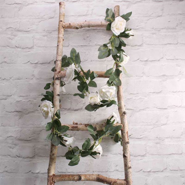 Cream Rose Flower Garland, Artificial Flowers, Vines, Flower Garland, Rustic Wedding Decorations, Home Decorations, Party Decorations,