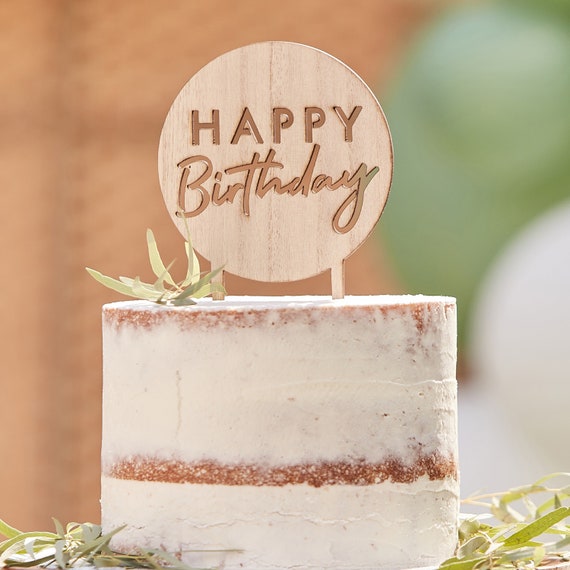 Cake Topper en Bois Happy Birthday - La Boutique de Juliette
