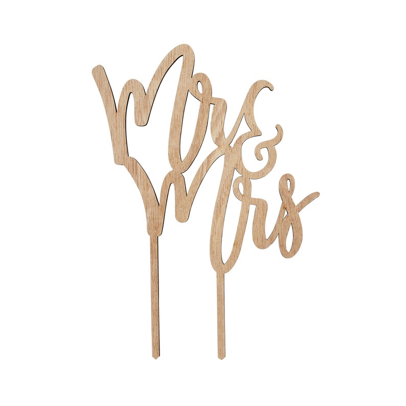 Wooden Mr & Mrs Cake Topper, Wooden Cake Decorations, Mr and Mrs Wedding Cake Decorations, Rustic Wedding image 2