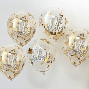 5 Ballons Confettis Fleurs Pastels, Rose Gold - Les Bambetises