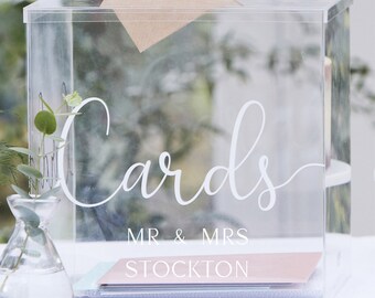 Personalised Clear Acrylic Wedding Post Box, Wedding Cards Box, Party Cards Box, Rustic Wedding Decorations, Neutral Baby Shower Cards Box