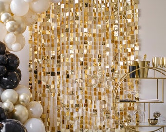 Gold Sequin Hanging Party Backdrop, Photo Booth Backdrop, Gold Birthday Photo Backdrop, Wedding Photo backdrop, Festive Backdrop,