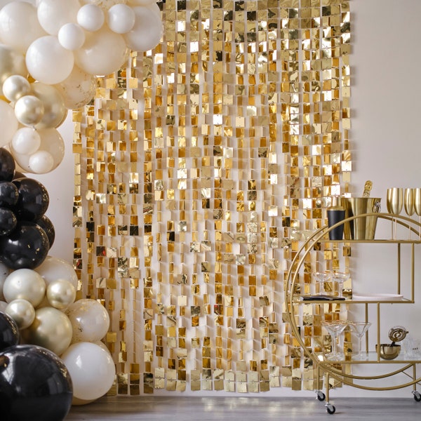 Gold Sequin Hanging Party Backdrop, Photo Booth Backdrop, Gold Birthday Photo Backdrop, Wedding Photo backdrop, Festive Backdrop,