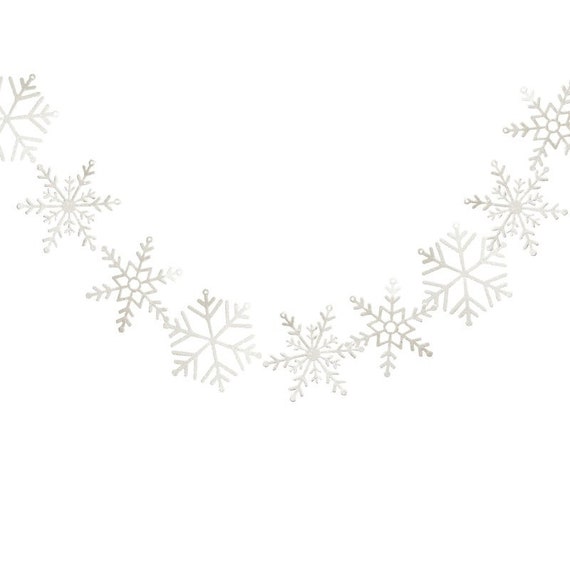 White Snowflake Garland, Christmas Snowflake Decorations, Christmas  Decorations, Christmas Garlands, Festive Bunting, Holiday Season Decor 