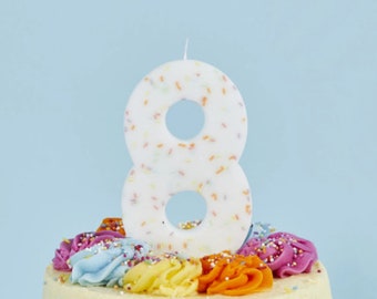 Number 8 Rainbow Sprinkle Candle, 8th Birthday Candles, Birthday Cake Candle, Birthday Party Decorations, Rainbow Decorations, Age Candles