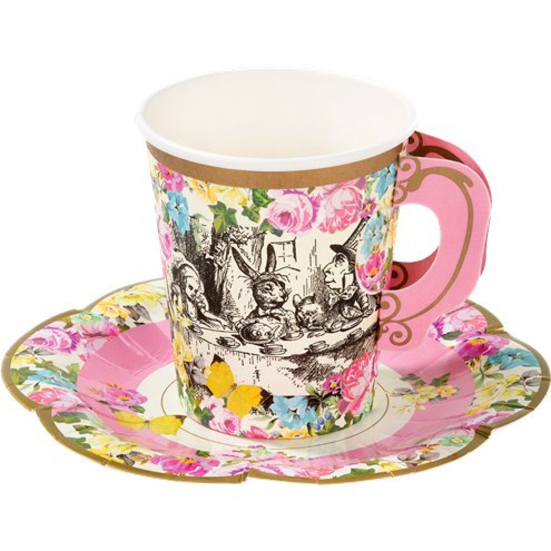 12 Alice in Wonderland Party Tea Cups, Birthday Cups, Birthday Party