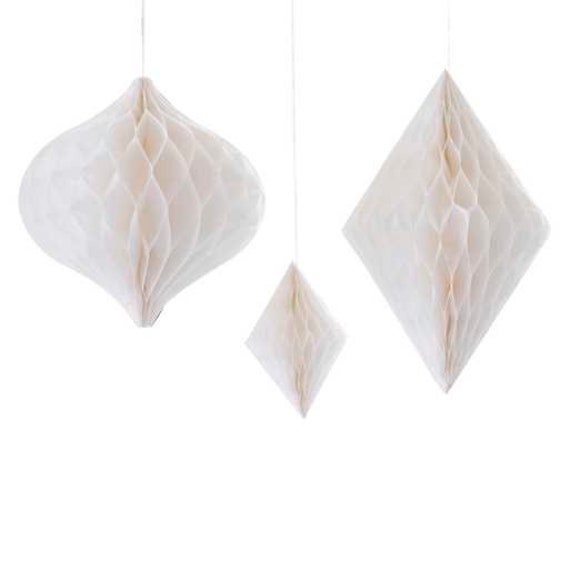 Set of 3 White Honeycomb Decorations, Bachelorette Décor