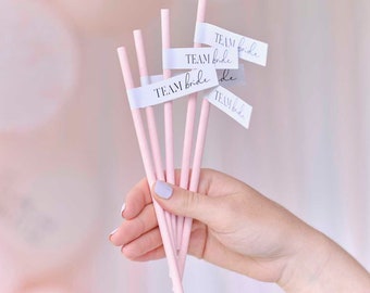 16 Team Bride Hen Party Paper Straws, Bridal Shower Party Straws, Bachelorette Party Straw, Team Bride Straws, Hen Party Straws,