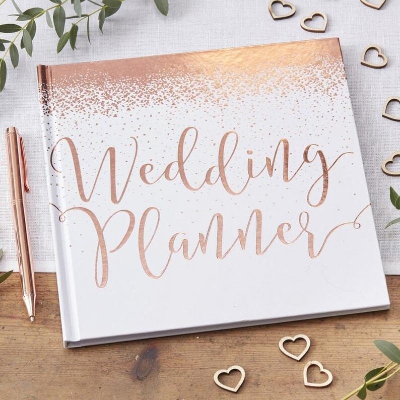 Rose Gold Wedding Planner, Wedding Accessories, Wedding Book, Rose Gold Foiled Book, Wedding Decorations, Hen Party Gift, Bridal Shower Gift image 1