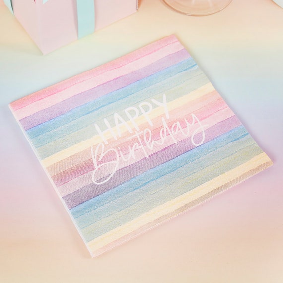 Rainbow Paper Napkins, Rainbow Birthday Party Decorations Birthday