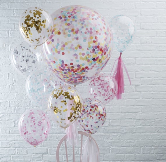 5 Gold Confetti Balloons, Clear Balloons, Gold Baby Shower, Hen Party  Balloons, Gold Wedding Decor, Girl, Boy, Birthday Party Balloons -   Canada