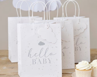 5 Hello Baby Gift Bags, Baby Shower Party Favour Bags, Gender Reveal Party Favor Bags, Baby Shower Party Decorations