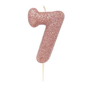 Number 1 Rose Gold Glitter Candle, 1st Birthday Candles, Birthday Cake