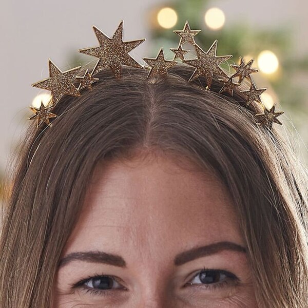 Gold Star Christmas Headband, Gold Metal Headband, Christmas Dress Up, Christmas Party Decorations,