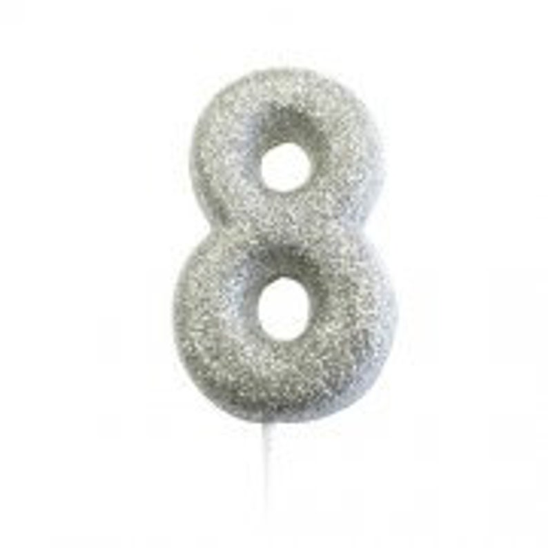 Silver Decorations 4th Birthday Silver Candle Four Candle Silver Anniversary Party Number 4 Silver Glitter Candle Birthday Cake Candle