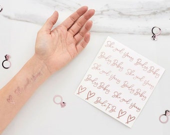 Hen Party Tattoos, Rose Gold Temporary Hen Party Tattoos, Team Bride, Bachelorette Tattoos, Bride to be Tattoo's, Bridal Shower Party