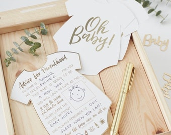 10 cartes de conseils Oh Baby, cartes de voeux de baby shower dorées pour les parents, souvenir de baby shower, jeu de baby shower, cadeaux de baby shower, cadeau