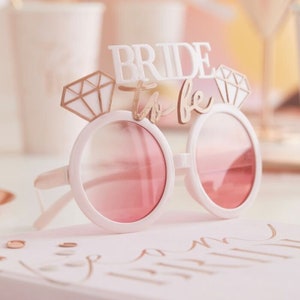 Blush Rose Gold Bride to Be Glasses, Hen Party Glasses, Bride to Be, Bachelorette Party, Bridal Shower, Team Bride, Photo Props