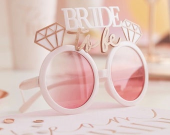 Blush Rose Gold Bride to Be Glasses, Hen Party Glasses, Bride to Be, Bachelorette Party, Bridal Shower, Team Bride, Photo Props