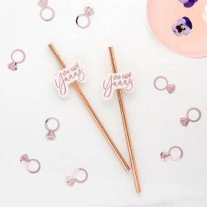 20 Rose Gold Pink Hen Party Straw, She Said Yaas Straw, Bachelorette Party Straw, Bridal Shower Straws, Team Bride Straws, Hen Party Straws,