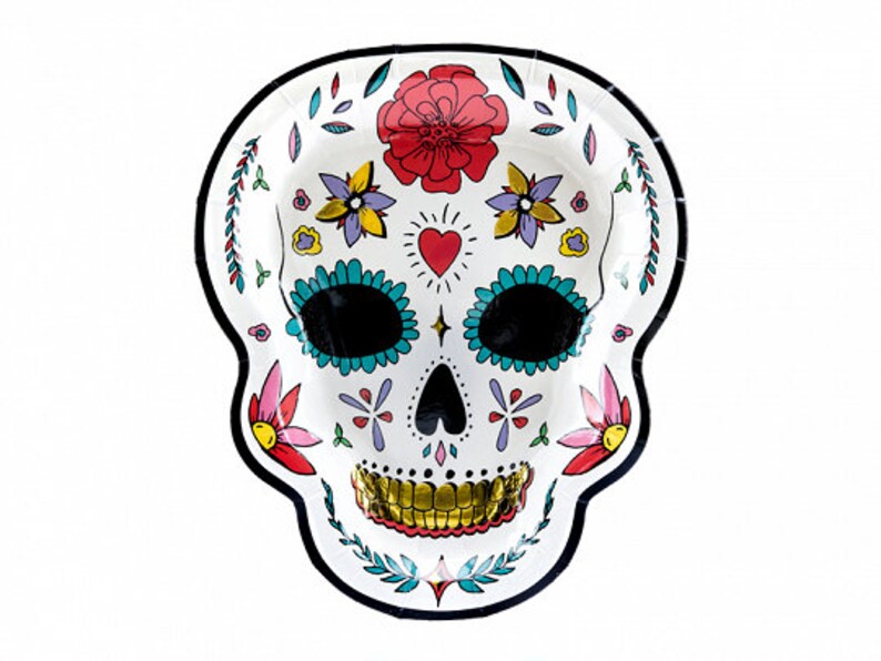 Halloween Party Wedding Plates Birthday Party Dia De Los Muertos 6 Sugar Skull Party Plates Kid/'s Party Decorations Children/'s Party