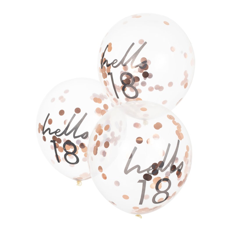5 Rose Gold Confetti 18th Birthday Balloons Eighteenth | Etsy