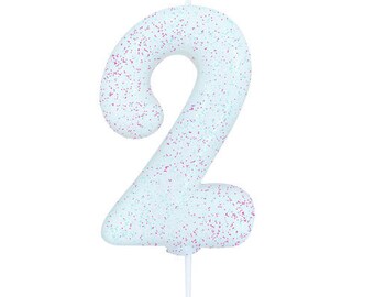 Number 2 Iridescent Glitter Candle, 2nd Birthday Iridescent Candle, Birthday Cake Candle, Iridescent Decorations, Two Candle