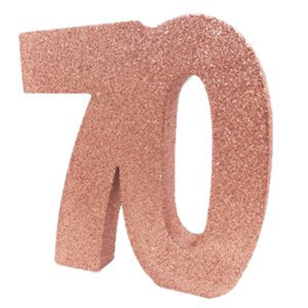 Rose Gold Glitter 70th Birthday Party Table Decoration, Rose Gold 70 Glitter Centrepiece, 70th Birthday Decorations, Party Decorations, 70th