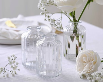 3 Clear Glass Vases, Wedding Decorations, Wedding Flower Holders, Wedding Table Centerpiece, Venue Decorations, Wedding Vases