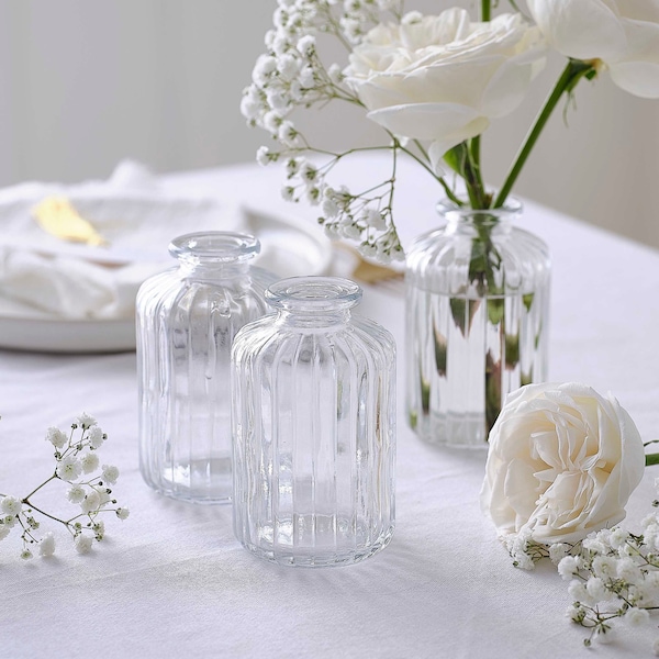 3 Clear Glass Vases, Wedding Decorations, Wedding Flower Holders, Wedding Table Centerpiece, Venue Decorations, Wedding Vases