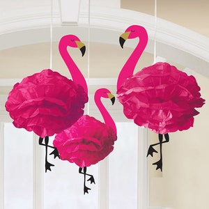 3 Flamingo Hanging Decorations, Tropical Party, Girls Party, Pink Party, Hanging Decor, Flamingo Party, Flamingo Fun,  Hot Summer