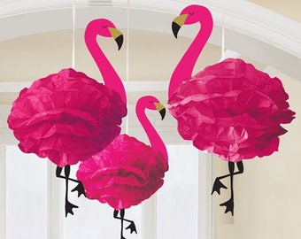 3 Flamingo Hanging Decorations, Tropical Party, Girls Party, Pink Party, Hanging Decor, Flamingo Party, Flamingo Fun,  Hot Summer