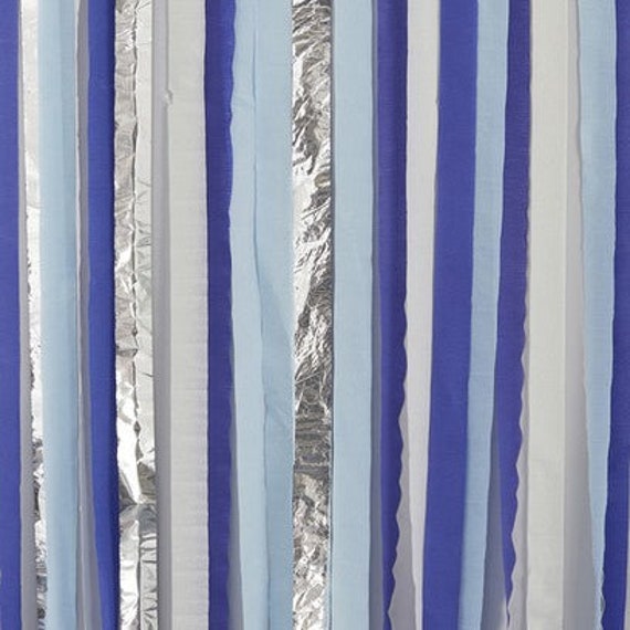 Blue and Silver Party Streamers Backdrop