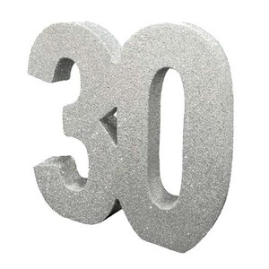 Silver Glitter 30th Birthday Party Table Decoration, Silver 30 Glitter Centrepiece, 30th Birthday Decorations, Anniversary Party Decorations