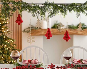 10 Hanging Christmas Decorations, Trees, Snowflakes, Christmas Decorations, Wooden Christmas Decorations, Christmas Party Backdrop,