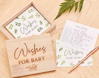 Wishes For Baby Cards, Greenery Baby Shower, Botanical Baby Advice Cards, Baby Shower Keepsake, Baby Shower Game, Baby Shower Favours, Gift