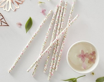 25 Floral Paper Straws, Birthday Party Straws, Hen Party Straws, Wedding Straws, Bridal Shower Party Straws, Baby Shower Straws